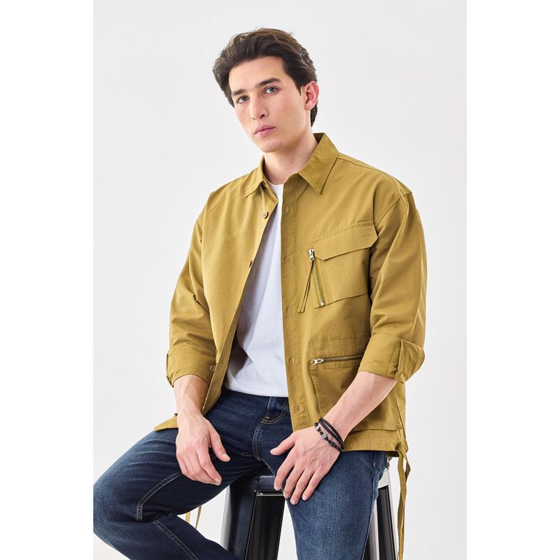 Snitch Mustard Solid Full Sleeves Regular Casual Jacket (L)