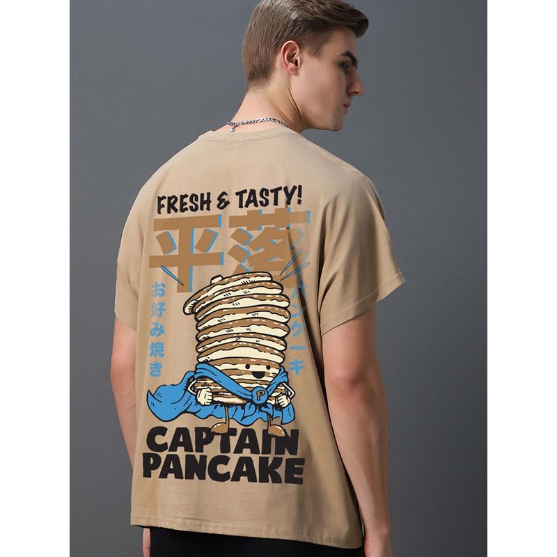 Bewakoof Men's Ginger Root Brown Captain Pancake Graphic Printed Square Fit Vest (S)