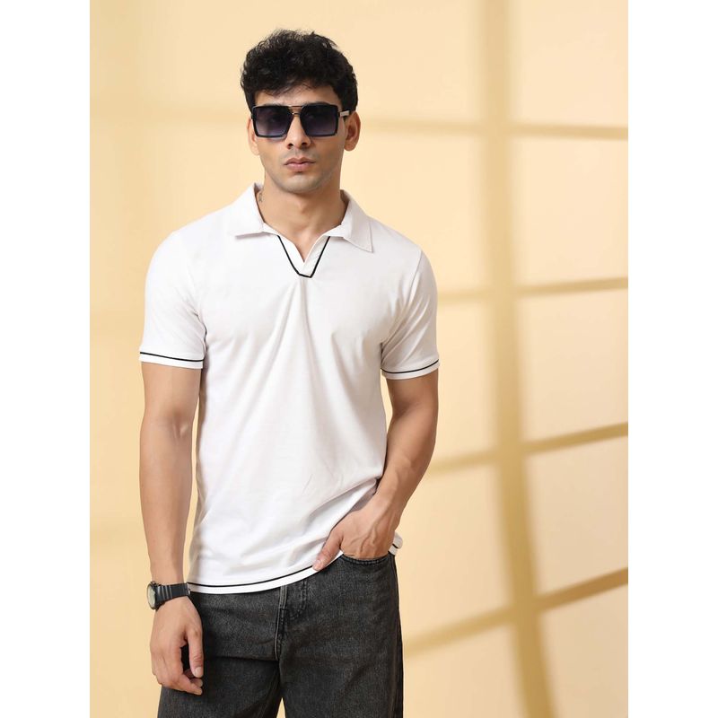 RIGO White Solid Regular Fit Polo T-Shirt (5XL)