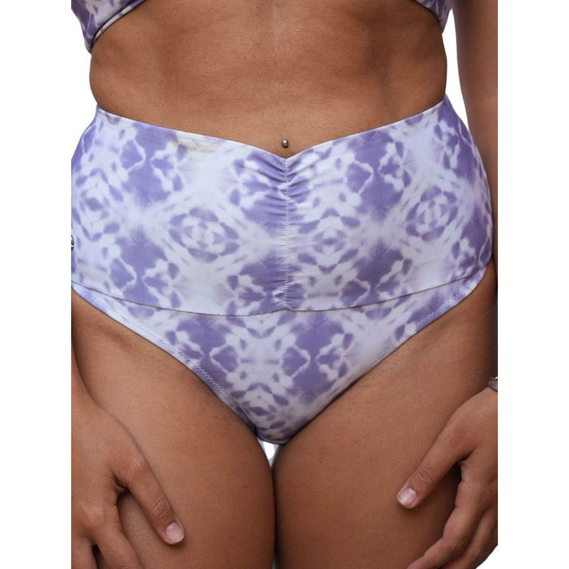 High Waist Bikini Bottom With Gathered Panel