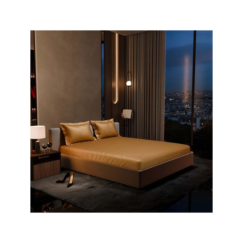 Stoa Paris Eternal Glow Gold Double Fitted Sheet with 2 Pillow Cover