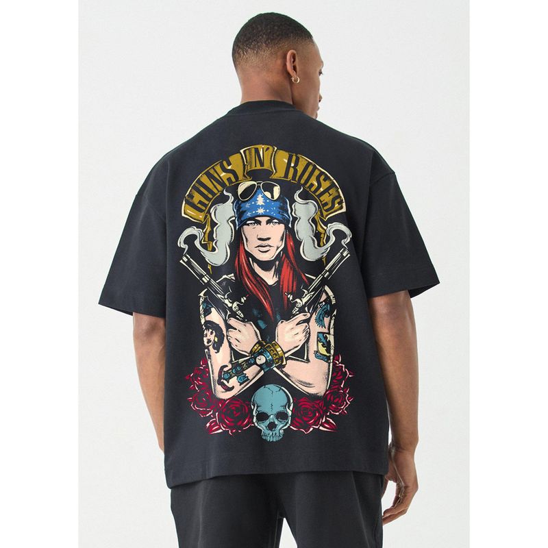 PRONK Retro Rock N Roses Men Oversized Graphic T-Shirt (S)
