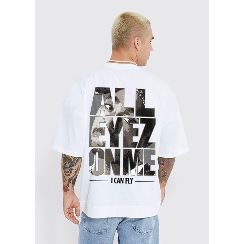 PRONK All Eyez On Me Men Oversized Graphic T-Shirt (S)