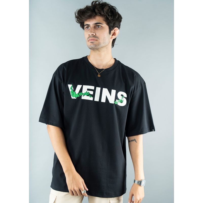 PRONK Ice In My Veins Men Oversized Puff Printed T-Shirt (L)