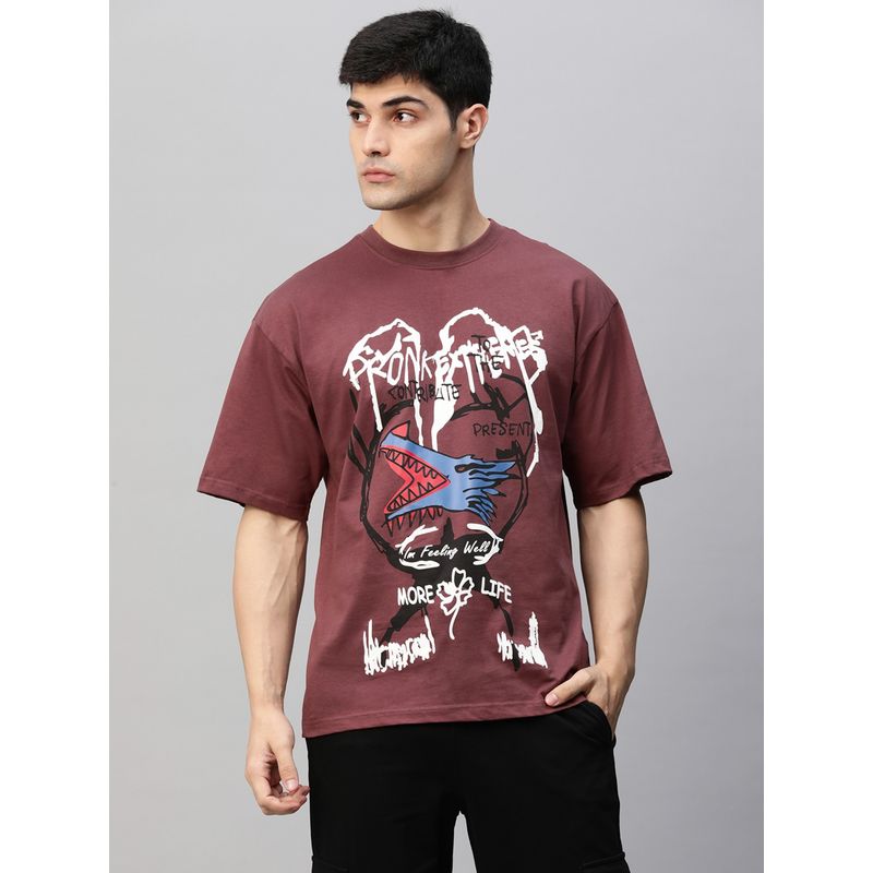 PRONK Extreme Men Oversized Puff Printed T-Shirt (L)