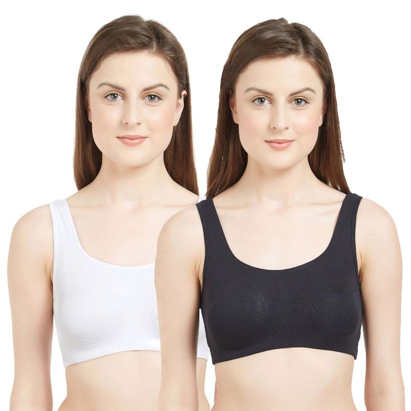SOIE Women's Non-padded Non-wired Beginners Bra - Pack of 2 - Multi-Color (L)