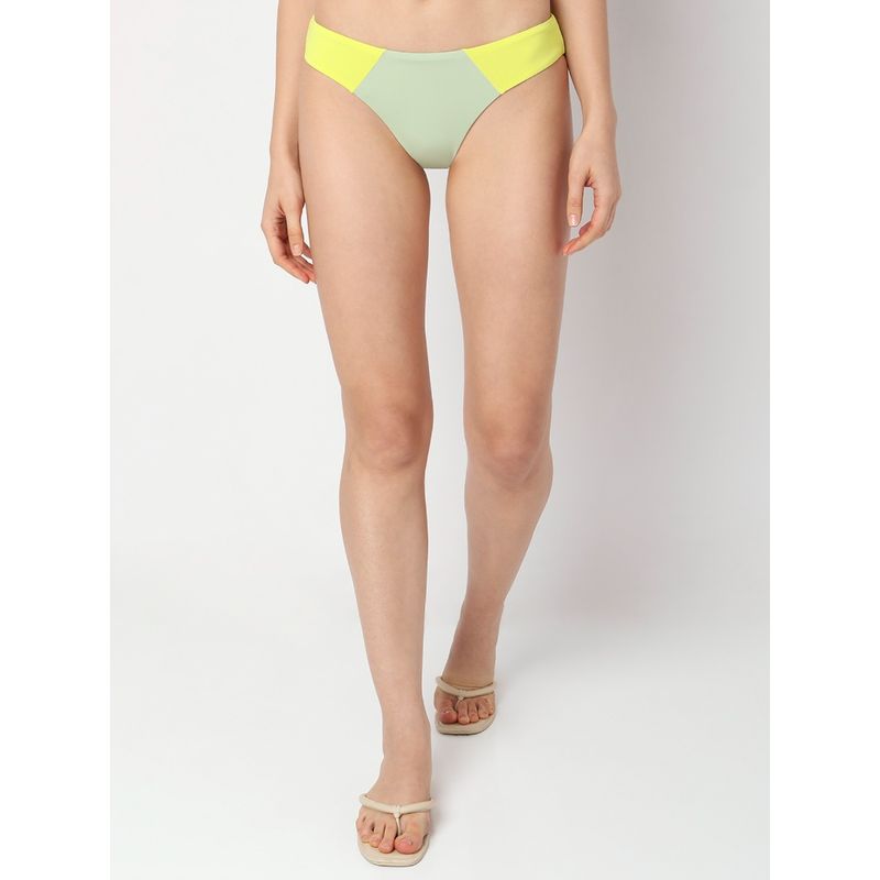 VERO MODA Women Colour Block Beach Wear Yellow Swimwear Brief (M)