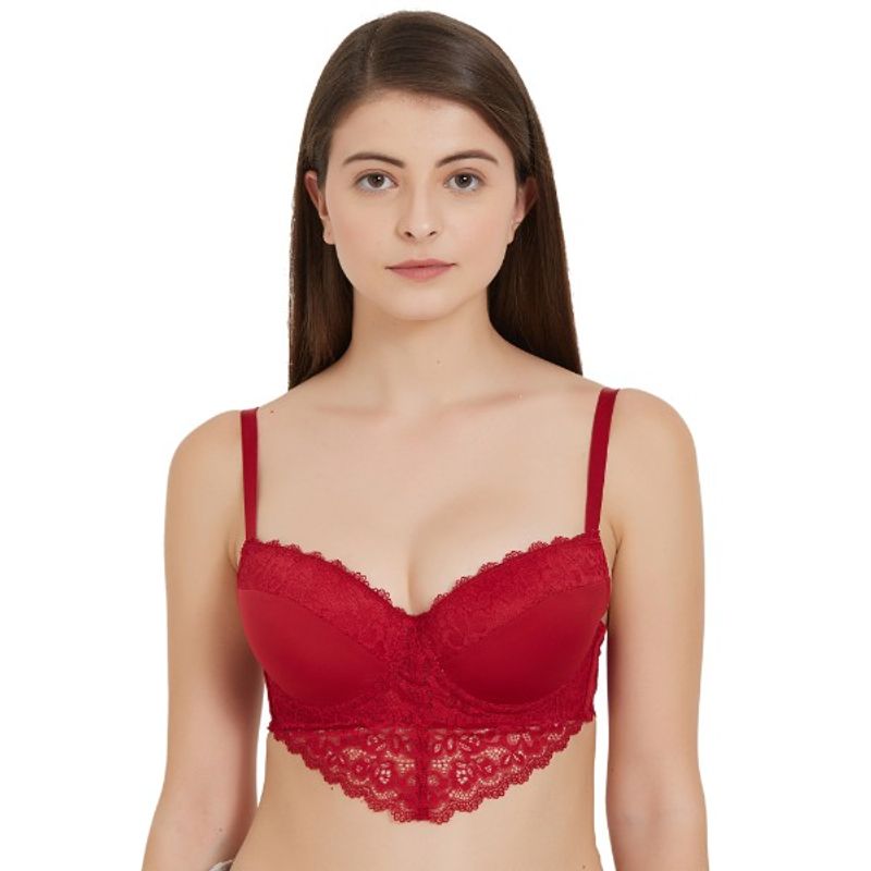 SOIE Demi Cup Padded Wired Bra - Red (32B)