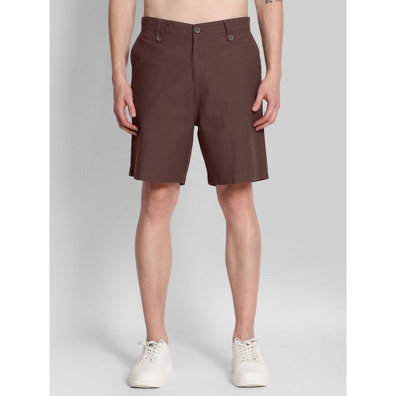 Bene Kleed Relaxed Fit Casual Brown Front Pleats Shorts (32)