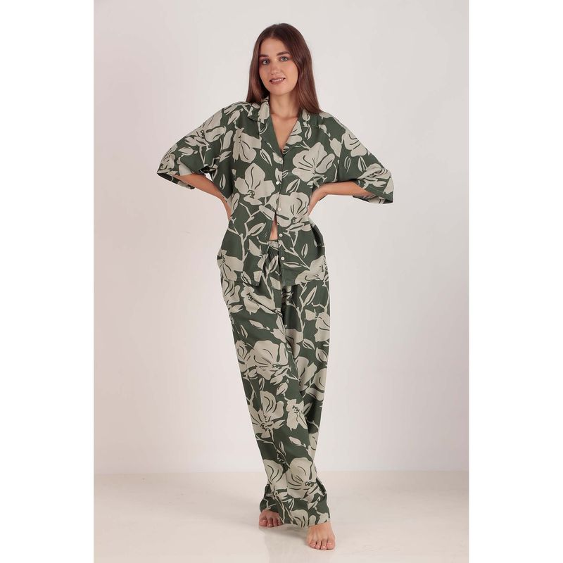 Buy Masha Iris Sage Loungewear Shirt and Pyjama Online
