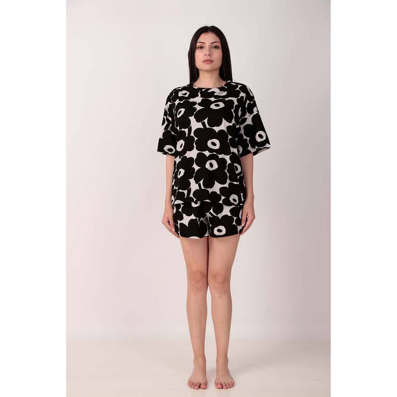 Masha Black Bloom T-Shirt and Shorts (L)