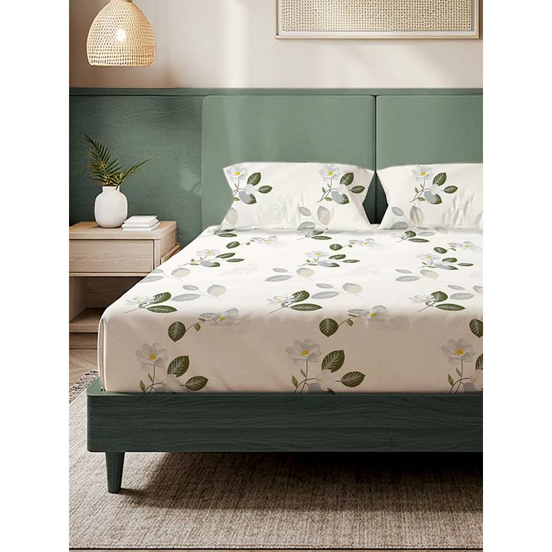 Urban Space Tea leaves Microfiber 200 TC Bedsheet with Pillow covers (Double)