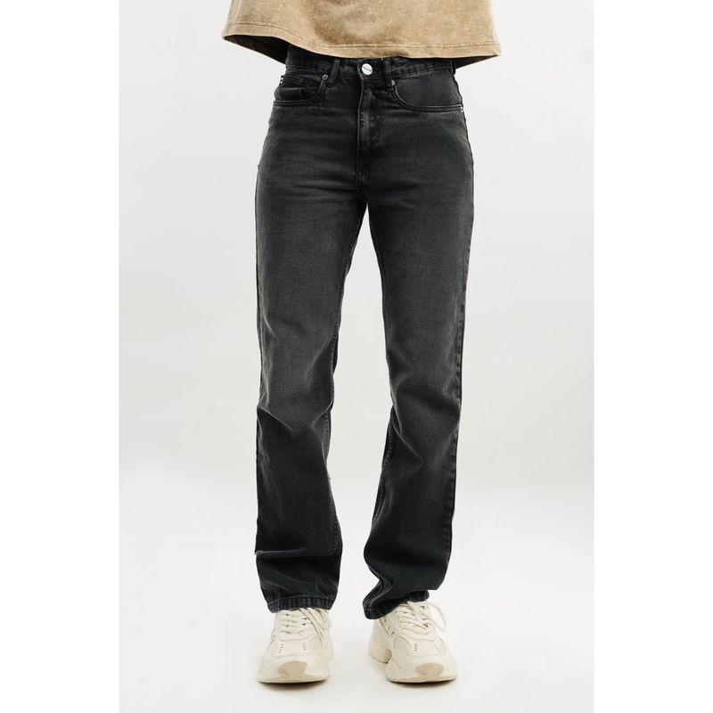 FREAKINS Men Dark Charcoal Straight Jeans (34)