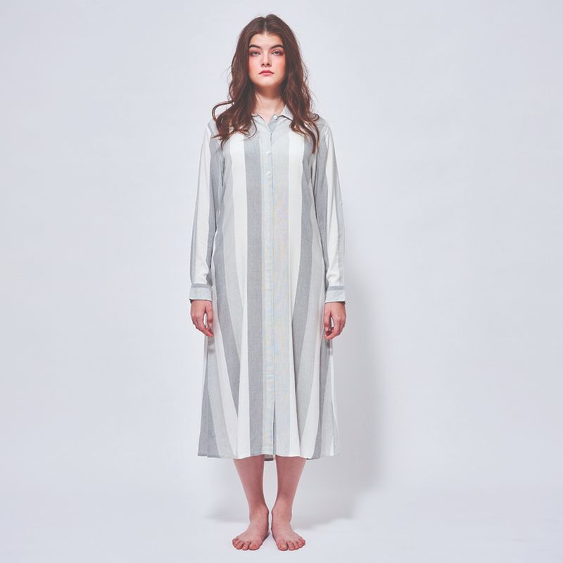 July Nightwear Women Rayon Grey Calf Length Nighty-JE01B (S)