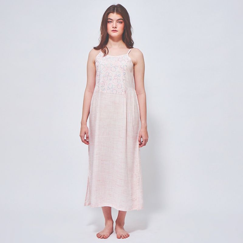 July Nightwear Women Rayon Pink Calf Length Nighty-JE06B (S)