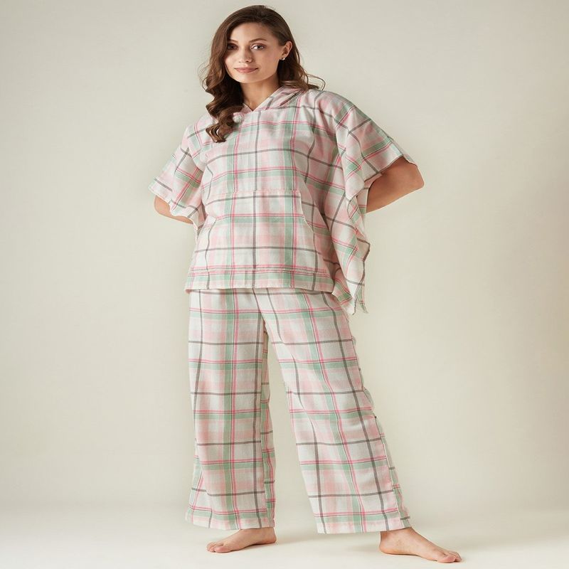 The Kaftan Company Pink Tartan Hoodie Lounge (Set of 2) (2XL)