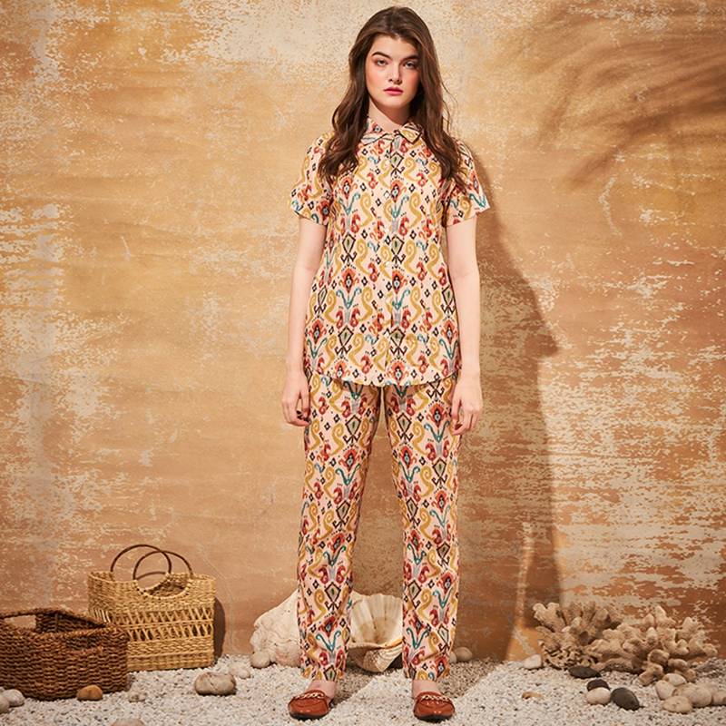 July Nightwear Women Rayon Beige Shirt - Pyjama-WPC525 (S)