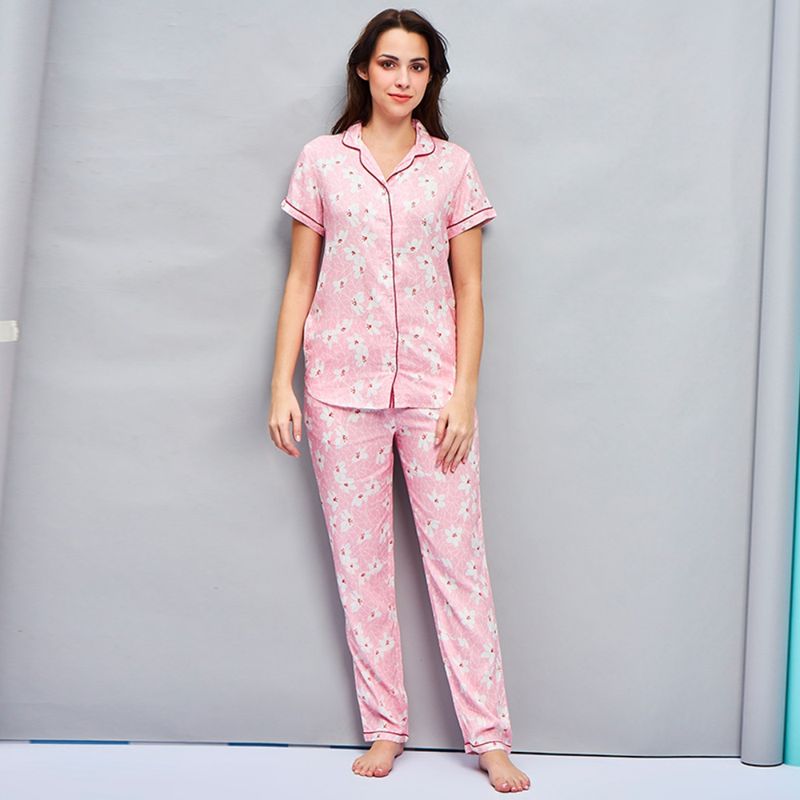 July Nightwear Women Rayon Pink Shirt - Pyjama-WPC534 (S)