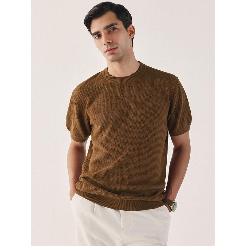 Andamen Men Structure Cotton Regular Fit T-Shirt (M)