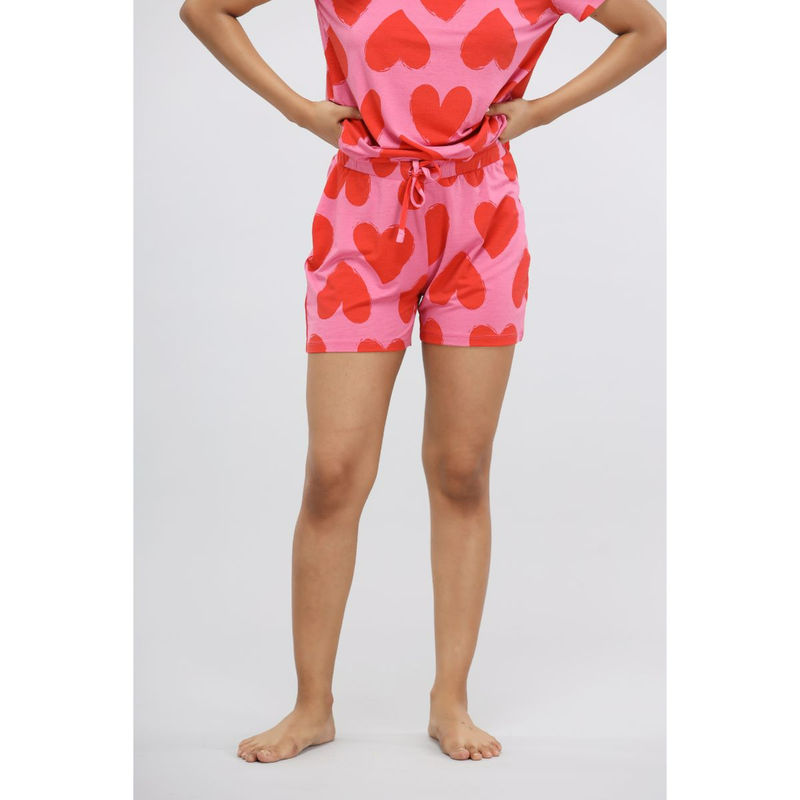 NeceSera Pink Heart Modal Shorts (S)