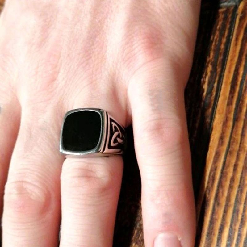 Yellow Chimes Square Shaped Stainless Steel Ring for Men (8)