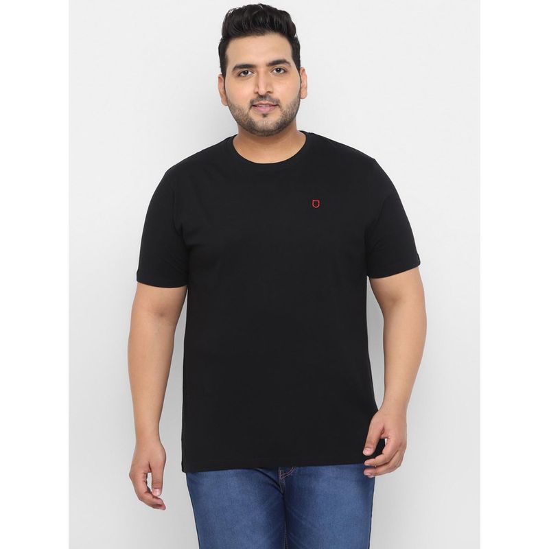 Urbano Plus Men's Black Solid Regular Fit Round Neck Cotton T-Shirt (3XL)