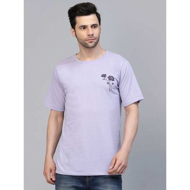 RIGO Men Light Purple Oversized Printed T-shirt (S)