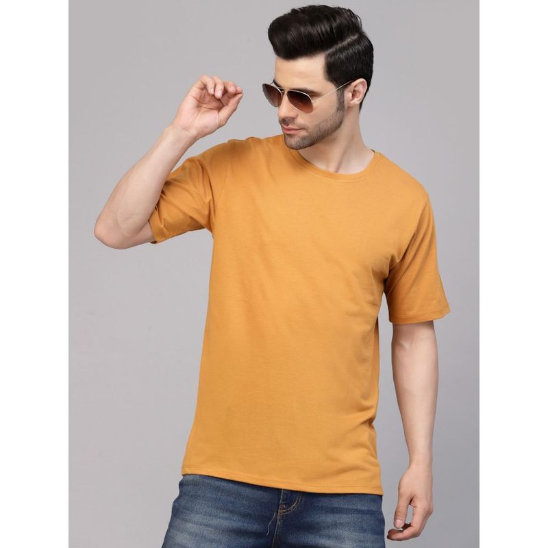 RIGO Men Light Brown Oversized Printed T-shirt (S)