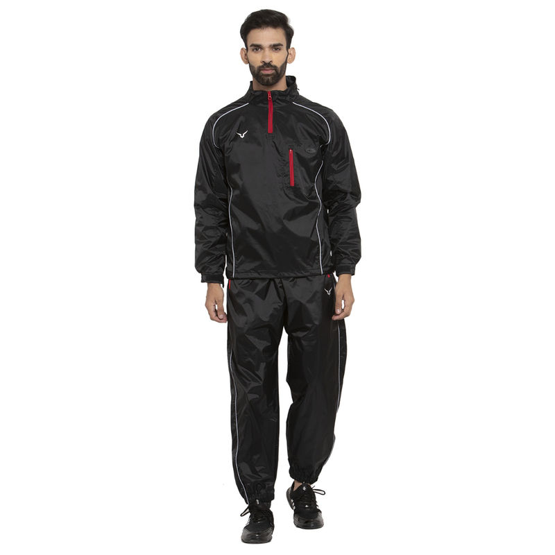 INVINCIBLE Black Unisex Platinum Nylon Sauna Suit (Set of 2) (L)