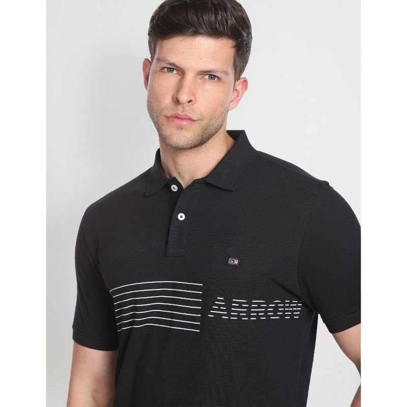 Arrow Sports Horizontal Stripe Cotton Polo Shirt (L)