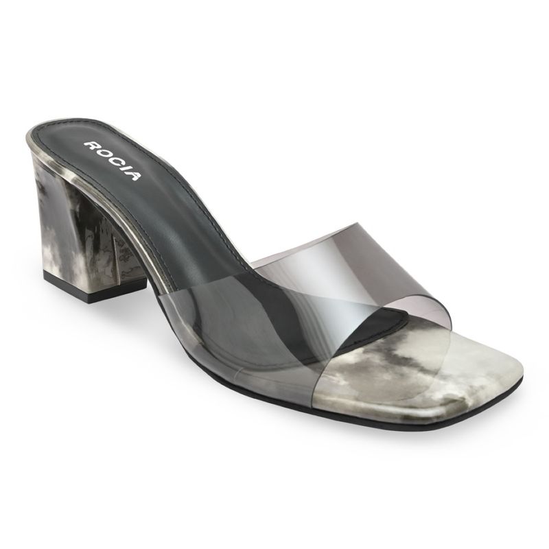 ROCIA Regal By Black Women Solid Translucent Vinyl Block Heel Sandals