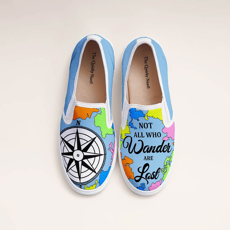 The Quirky Naari WanderLust Slip-On Sneakers - Blue (EURO 37)
