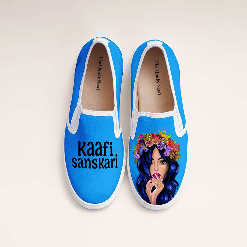 The Quirky Naari Kaafi Sanskari Slip-On Sneakers - Blue (EURO 36)
