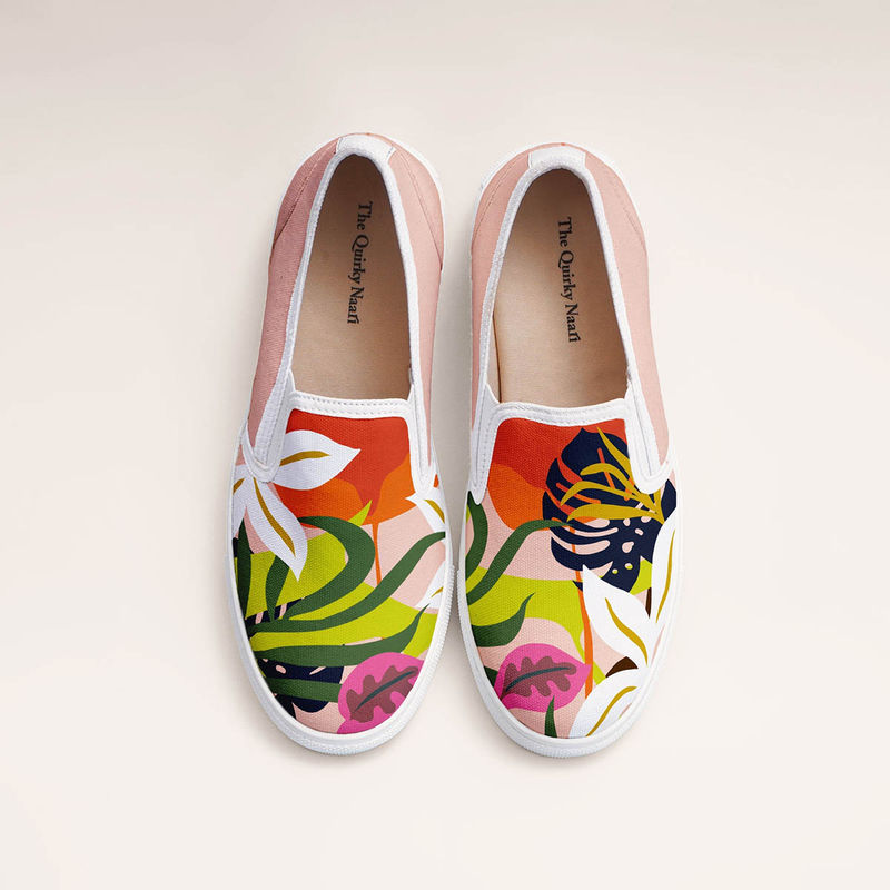 The Quirky Naari Abstract Floral Slip-On Sneakers - Multi-Color (EURO 36)