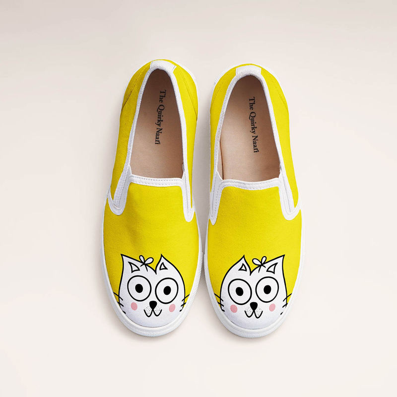 The Quirky Naari Catty Slip-On Sneakers - Yellow (EURO 37)