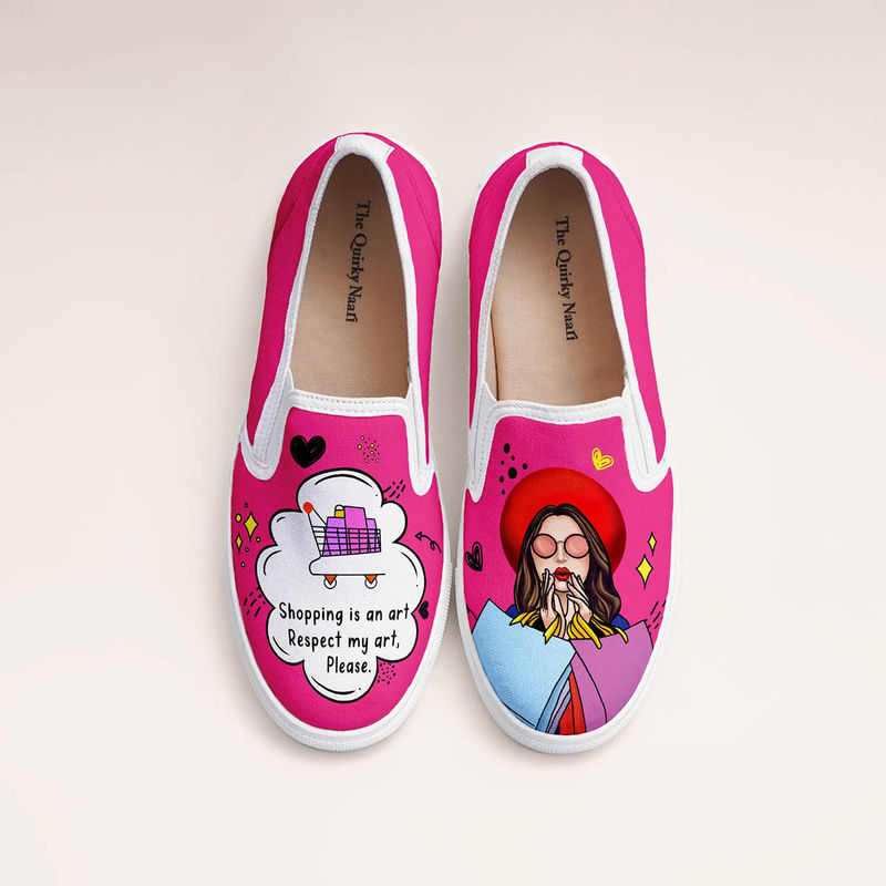 The Quirky Naari Shopaholic Slip-On Sneakers - Pink (EURO 36)