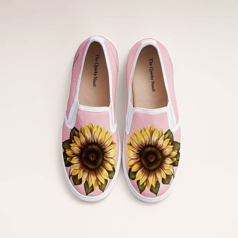 The Quirky Naari Sunflower Days Slip-On Sneakers - Pink (EURO 36)