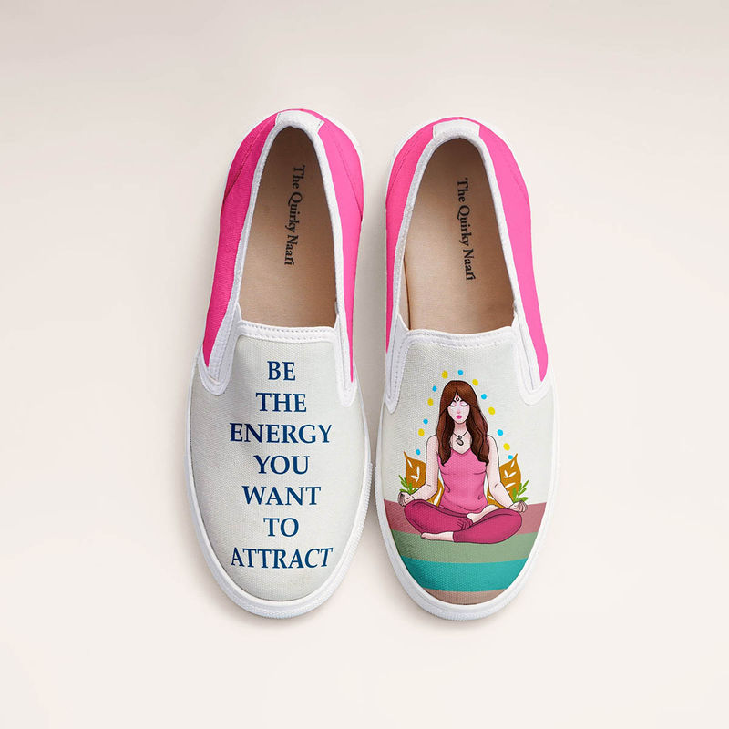 The Quirky Naari Yoga Girl Slip-On Sneakers - Beige (EURO 41)