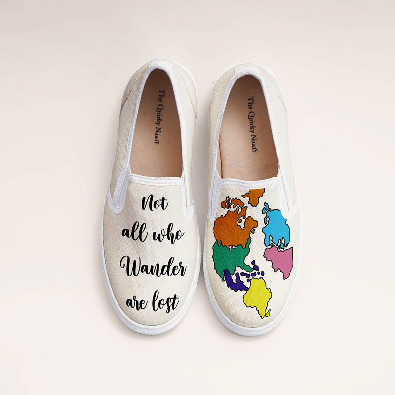 The Quirky Naari Traveller Soul Slip-On Sneakers - Beige (EURO 37)