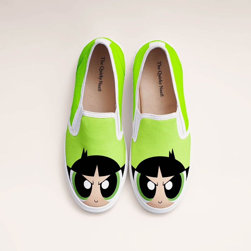 The Quirky Naari Buttercup: PPG Slip-On Sneakers - Green (EURO 36)