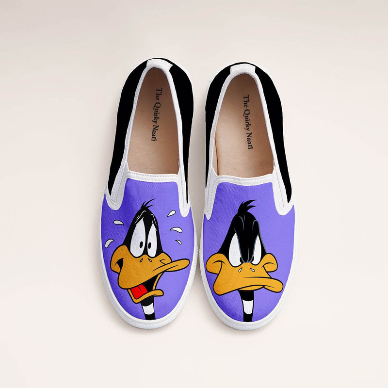 The Quirky Naari Daffy: Looney Tunes Slip-On Sneakers - Multi-Color (EURO 36)
