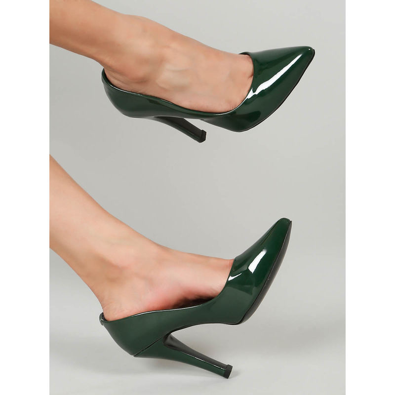 Flat n Heels Women Green Pump Heels (EURO 37)