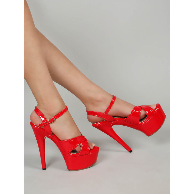 Flat n Heels Women Red Stiletto Heels (EURO 39)