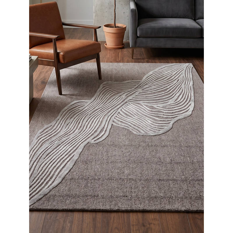 Neu Looms Hand Tufted Wool Silk Area Rug- Abstract Contour Grey (3x5 feet)
