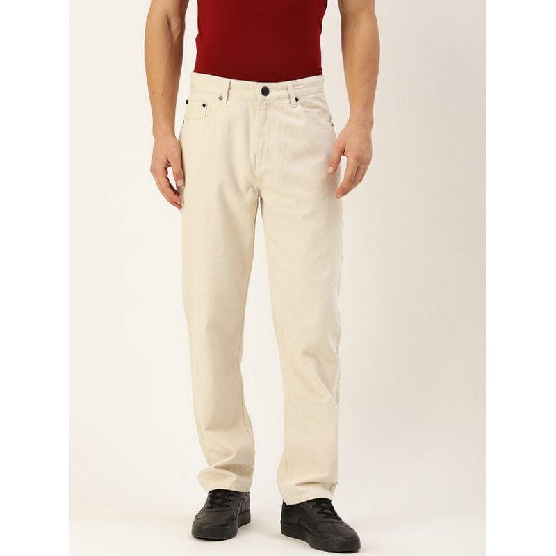 Bene Kleed Men Off White Straight Fit Jeans (32)