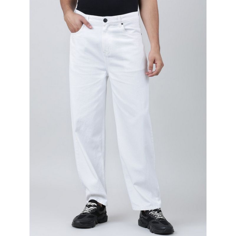 Bene Kleed Men White Pure Cotton Rigid Denim Jeans (34)