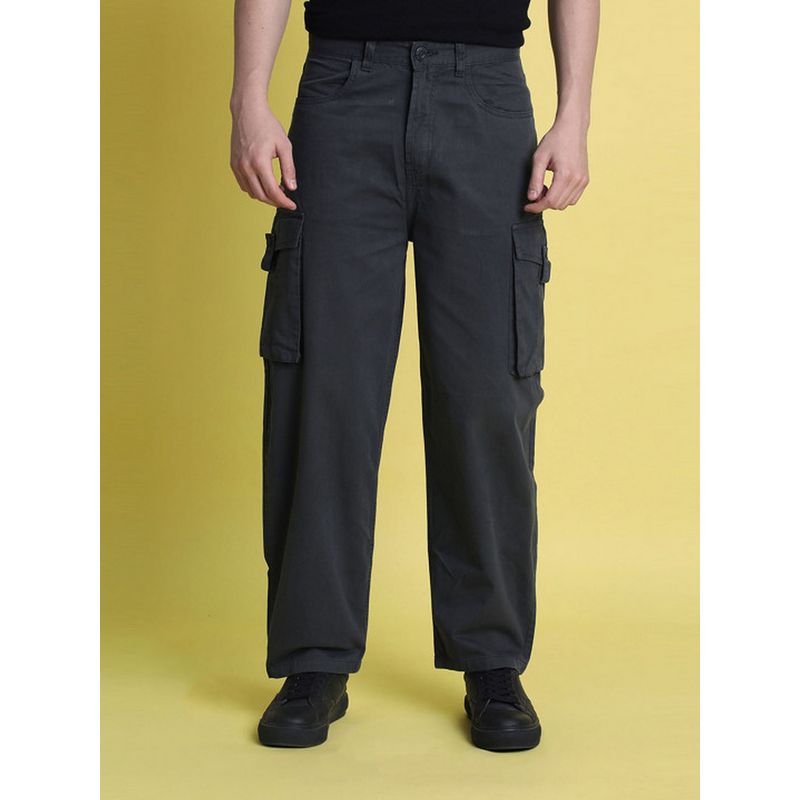 Bene Kleed Men Grey Cotton Mid Waist Cargo (34)