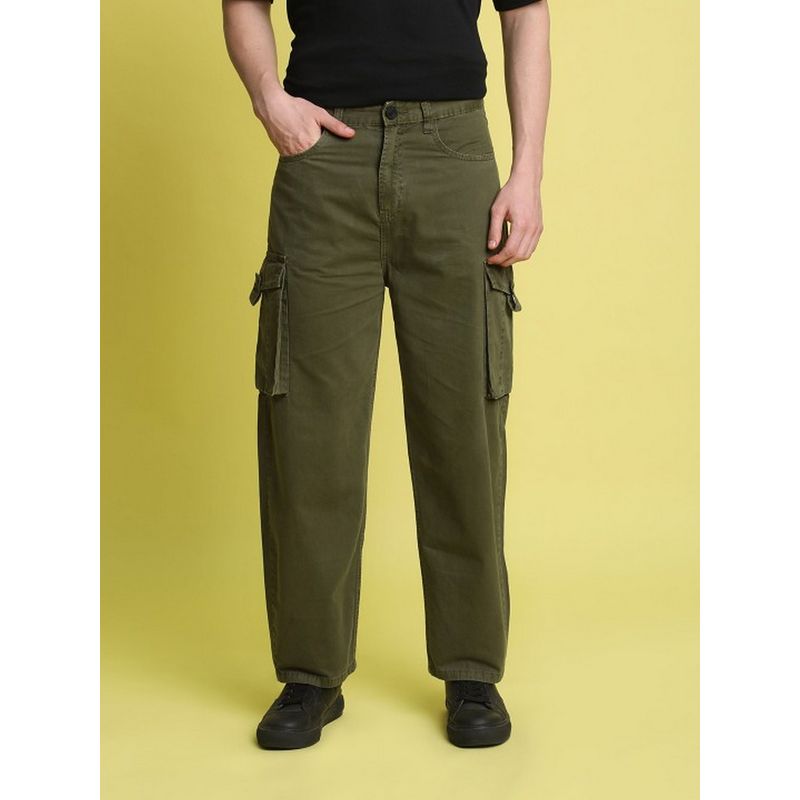 Bene Kleed Men Olive Cotton Mid Waist Cargo (28)