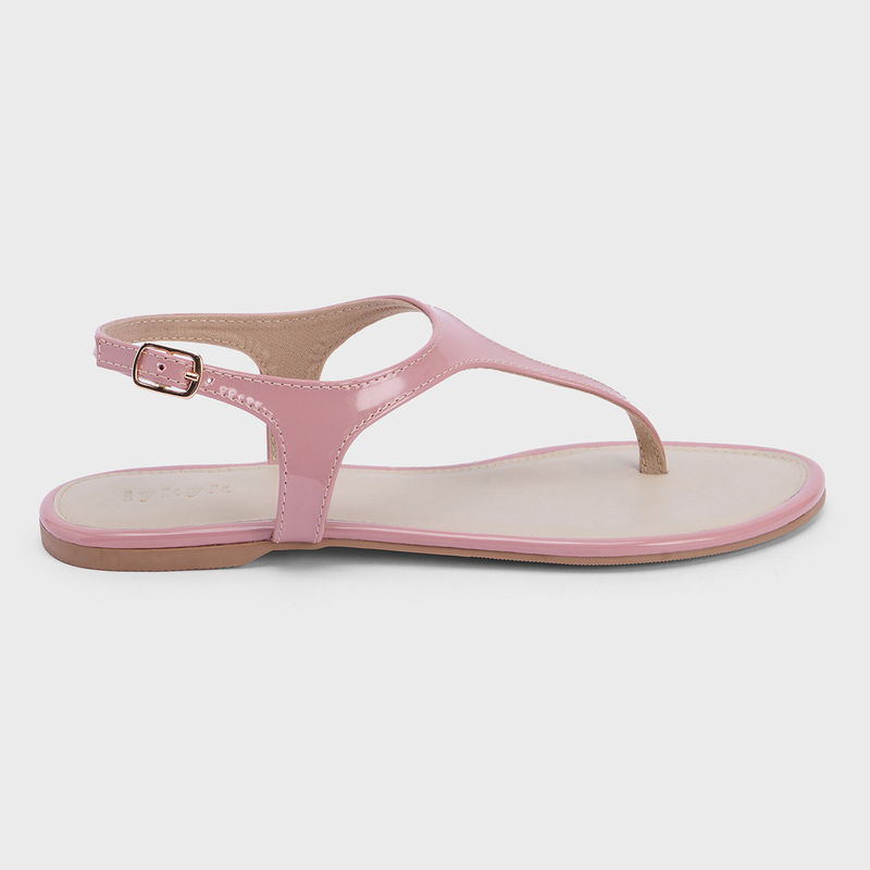 IYKYK by Nykaa Fashion Nude Pink Solid Round Toe Thong Strap Flats (EURO 40)