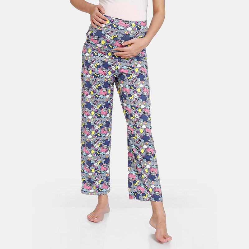Zivame Color Me Happy Knit Poly Maternity Pyjama - Quarry - Grey (S)